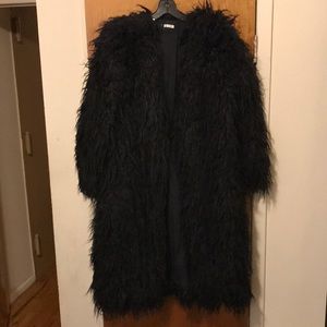 Reformation Long Black Shag Coat